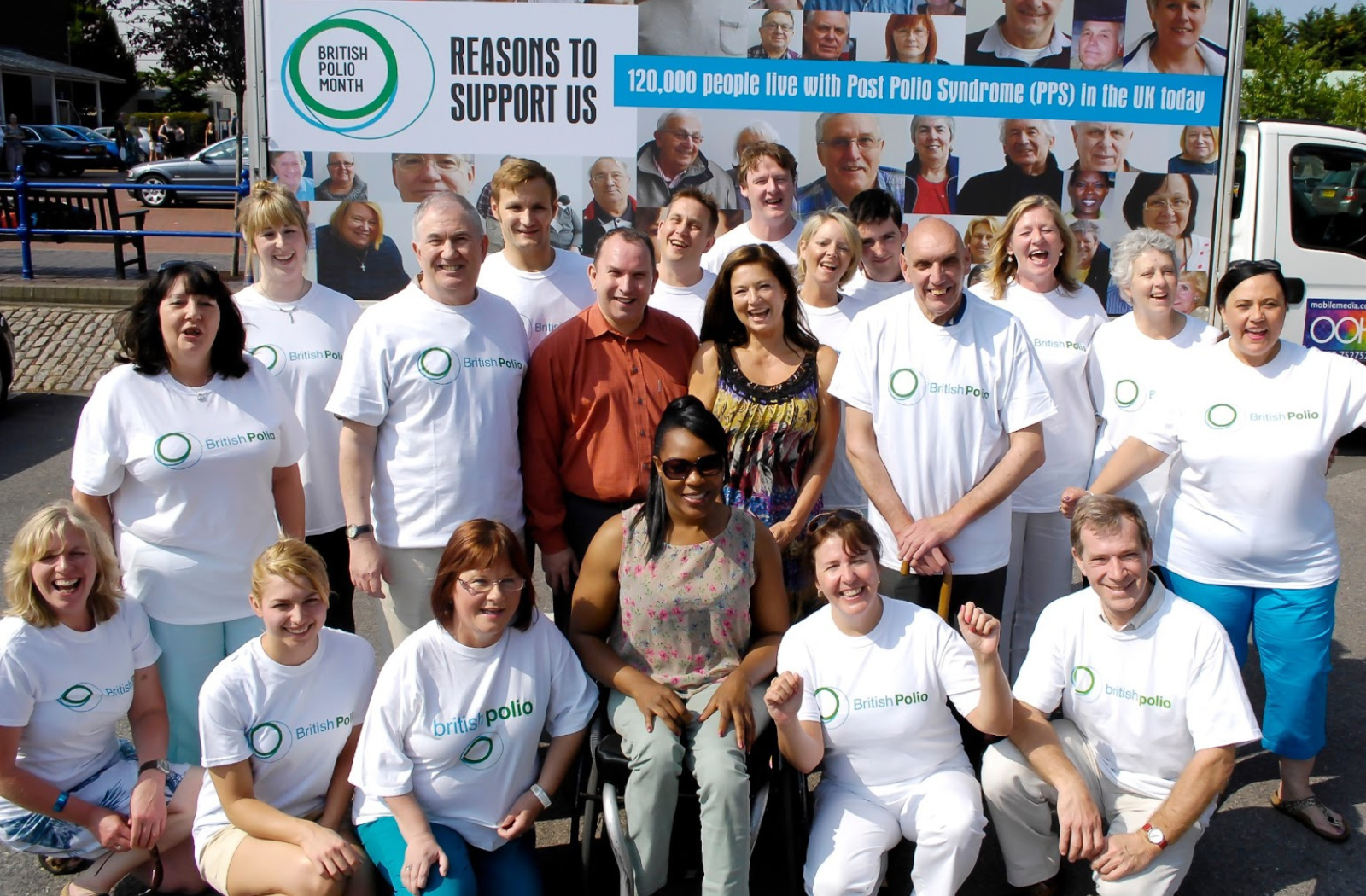 Paralympian Anne Wafula Strike poses with other members of the British Polio Charity teame British Polio 