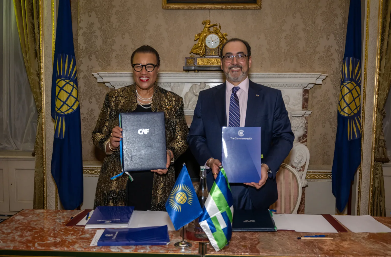 The Commonwealth Secretary-General, the Rt Hon Patricia Scotland KC, and Sergio Díaz-Granados, CAF Executive President