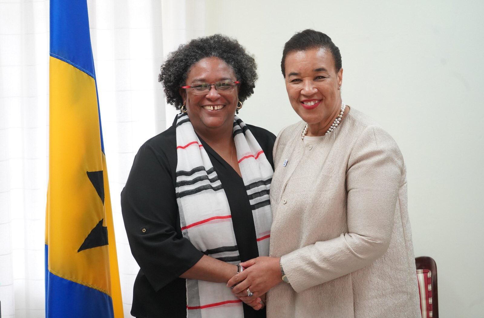 Commonwealth Secretary-General, the Rt Hon Patricia Scotland KC and Prime Minister Mia Mottley of Barbados