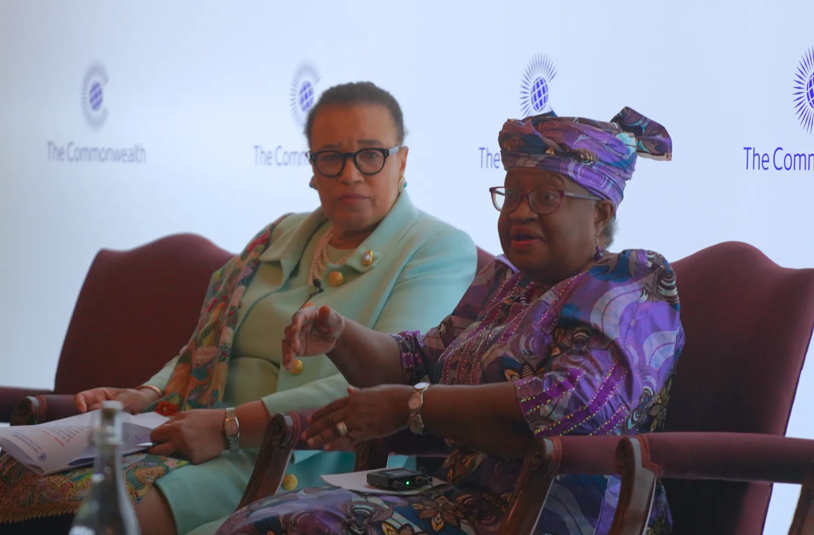 SG Scotland and DG Ngozi Iweala sitting on a stage