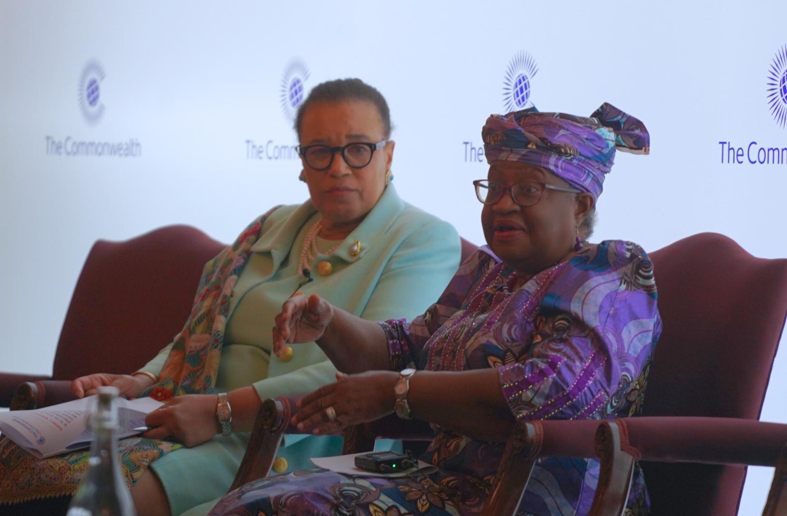 SG Scotland and DG Ngozi Iweala sitting on a stage