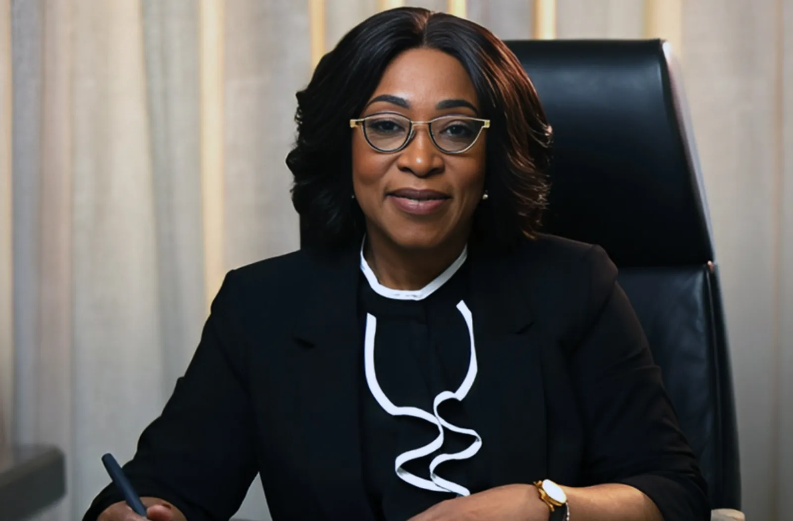 Commonwealth Secretary General Shirley Botchwey at desk