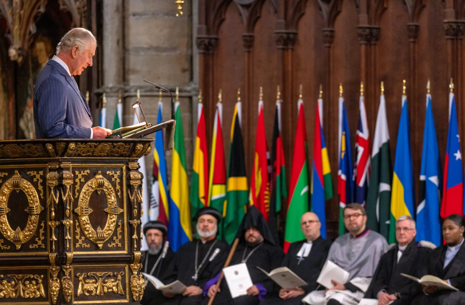 His Majesty The King, Head of the Commonwealth delivering a Commonwealth Day message at Westminster Abbey 2023