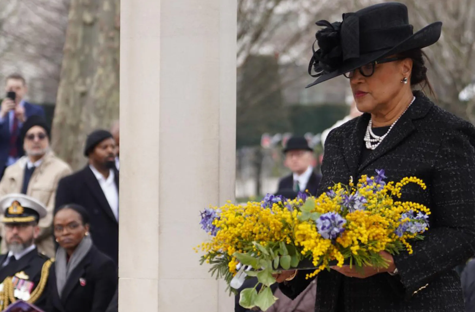 The Rt Hon Patricia Scotland KC, Commonwealth Secretary-General laying a wreath at the Memorial Gates 2025