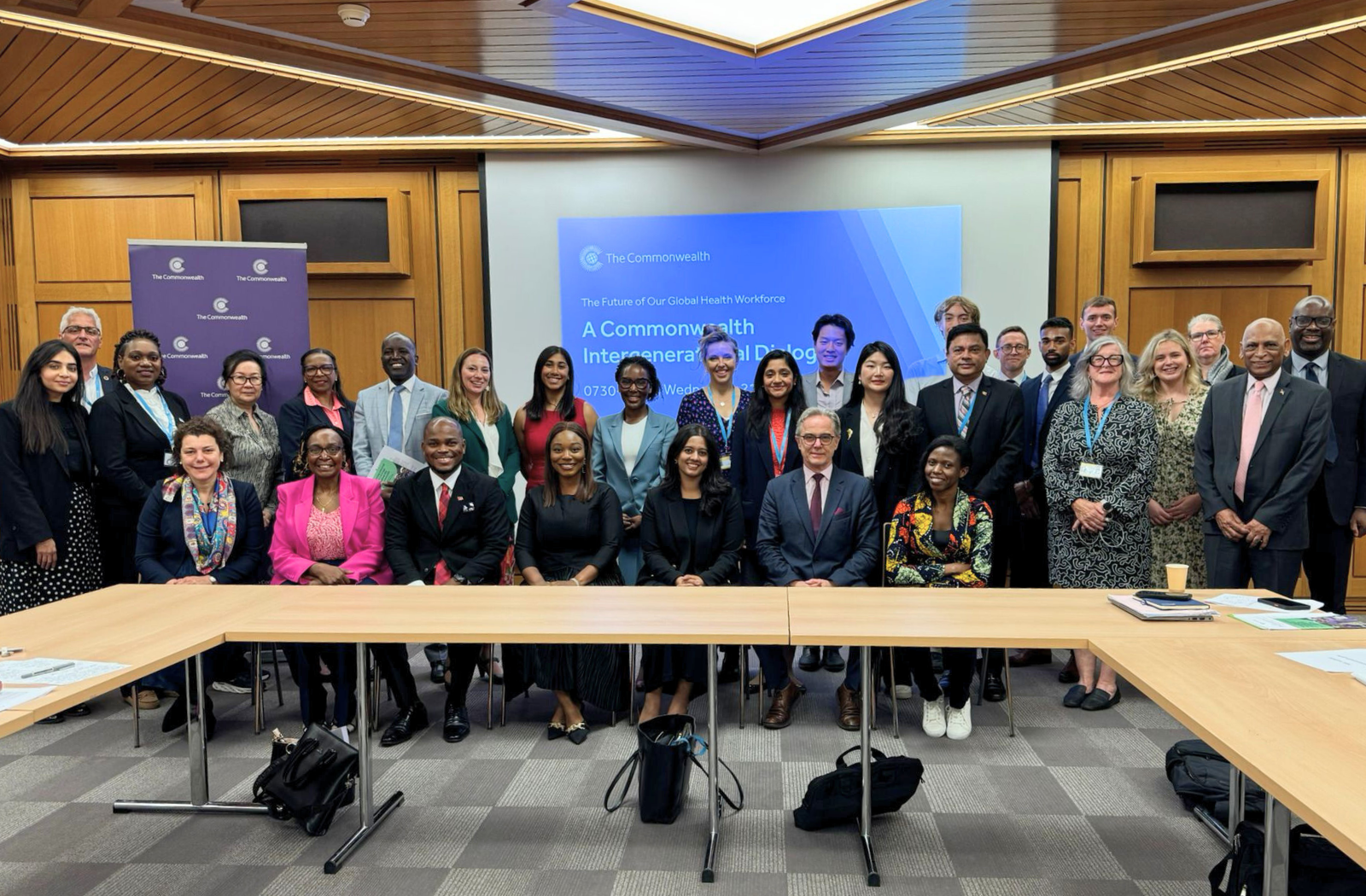 Group photo of youth delegates and ministers at the integenerational dialogue on the sidelines of the 37th Commonwealth Health Ministers Meeting