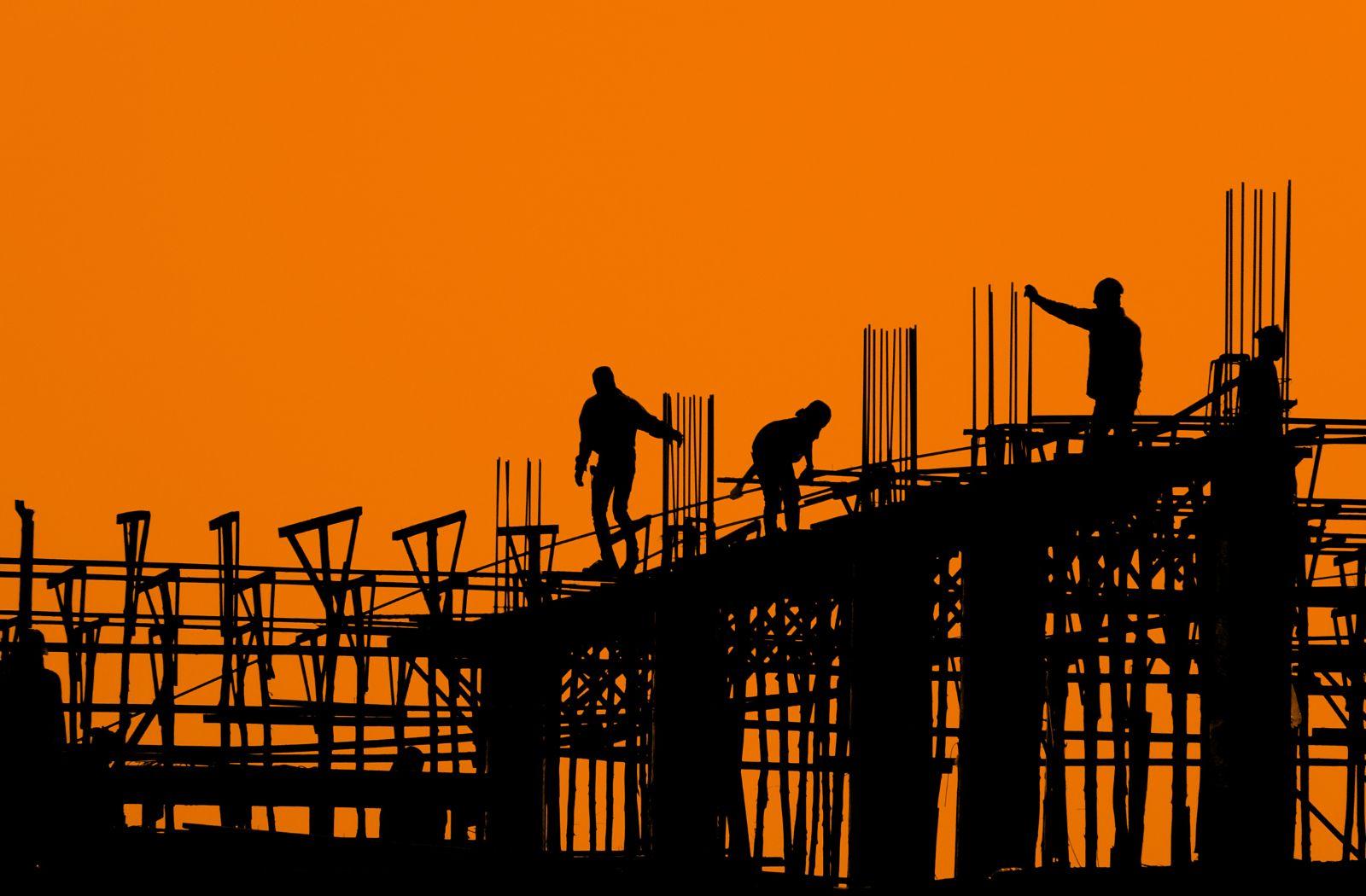 Construction workers on a building site