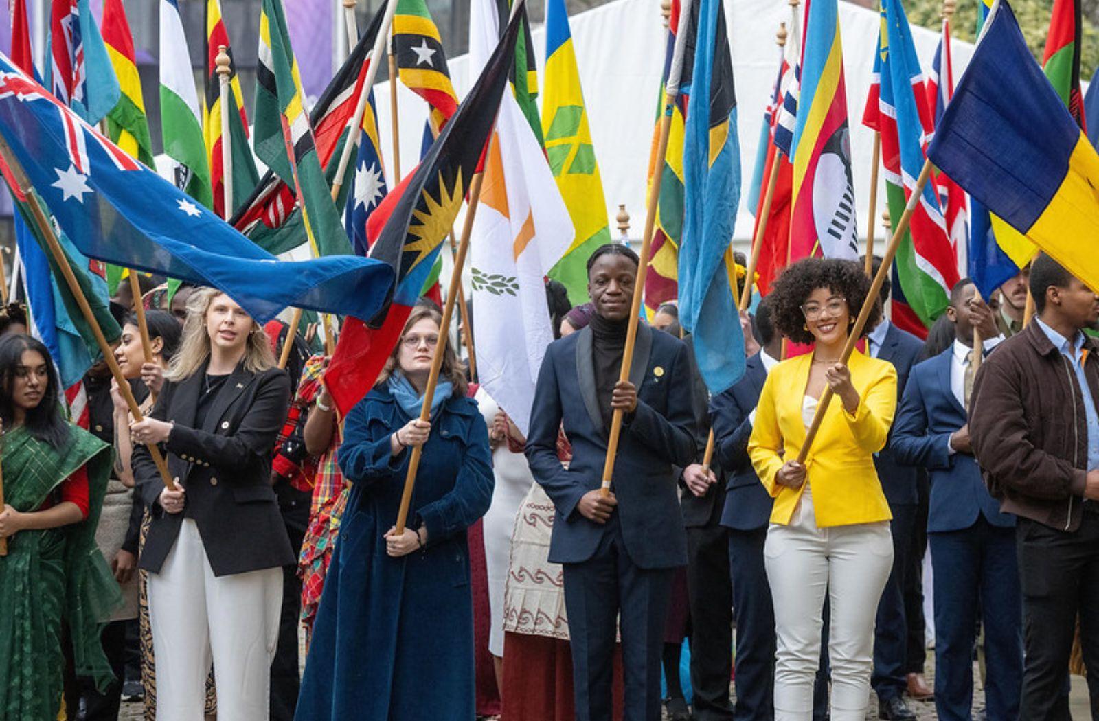 Commonwealth Day Flag Bearers outside Westminster Abbey