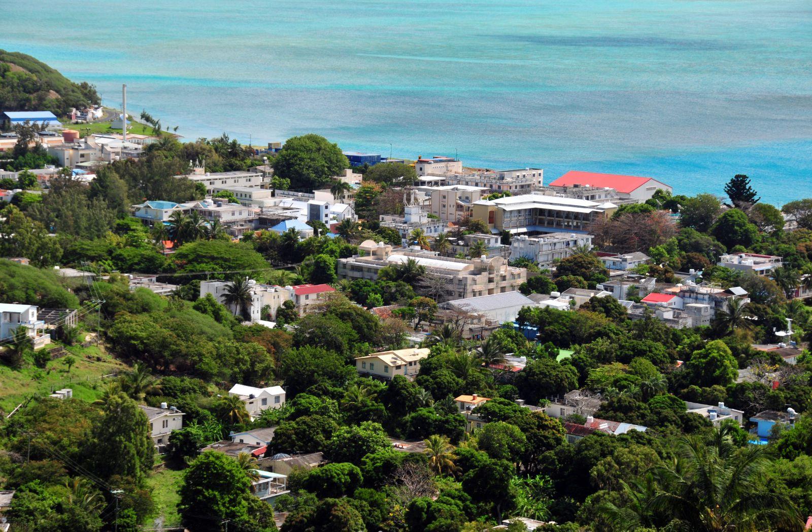 Aerial view of Port Mathurin in Rodrigues Island