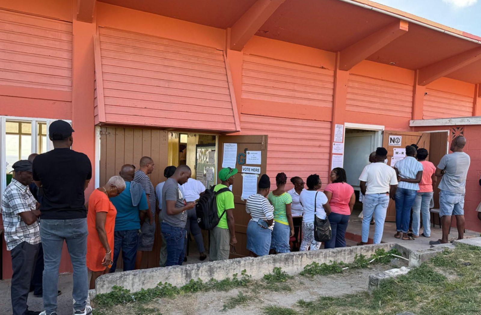 Citizens wait to cast their vote in the 2026 Antigua and Barbuda elections 