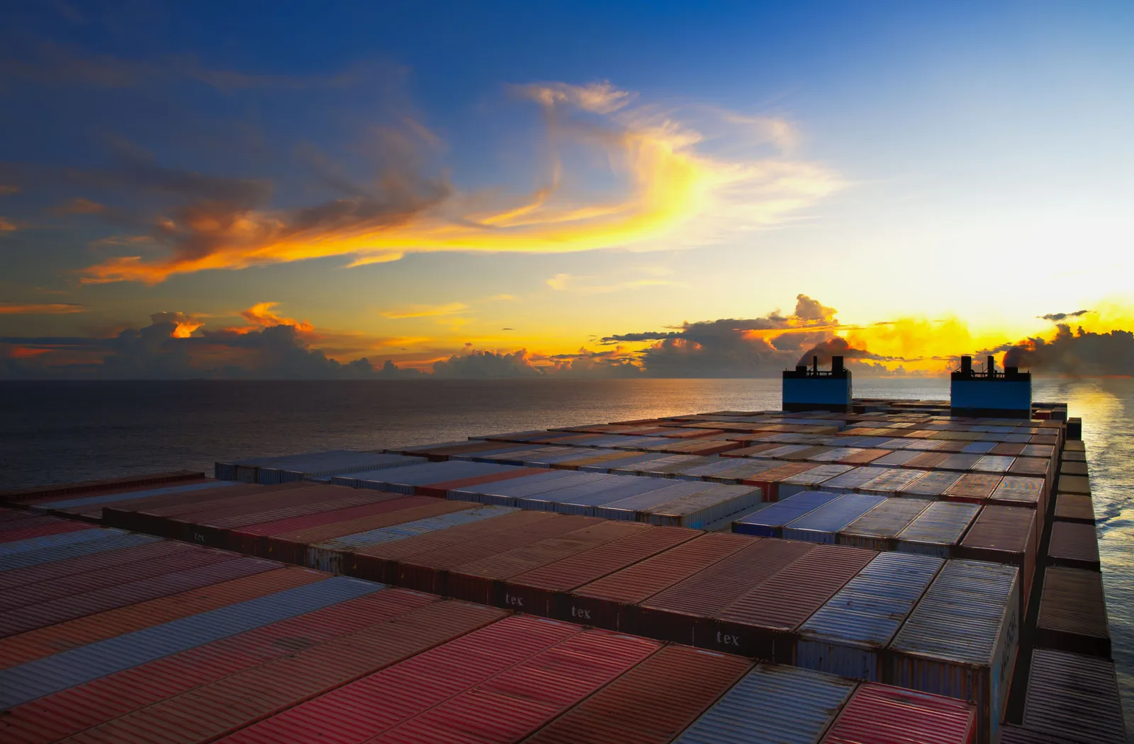 Cargo ship on ocean