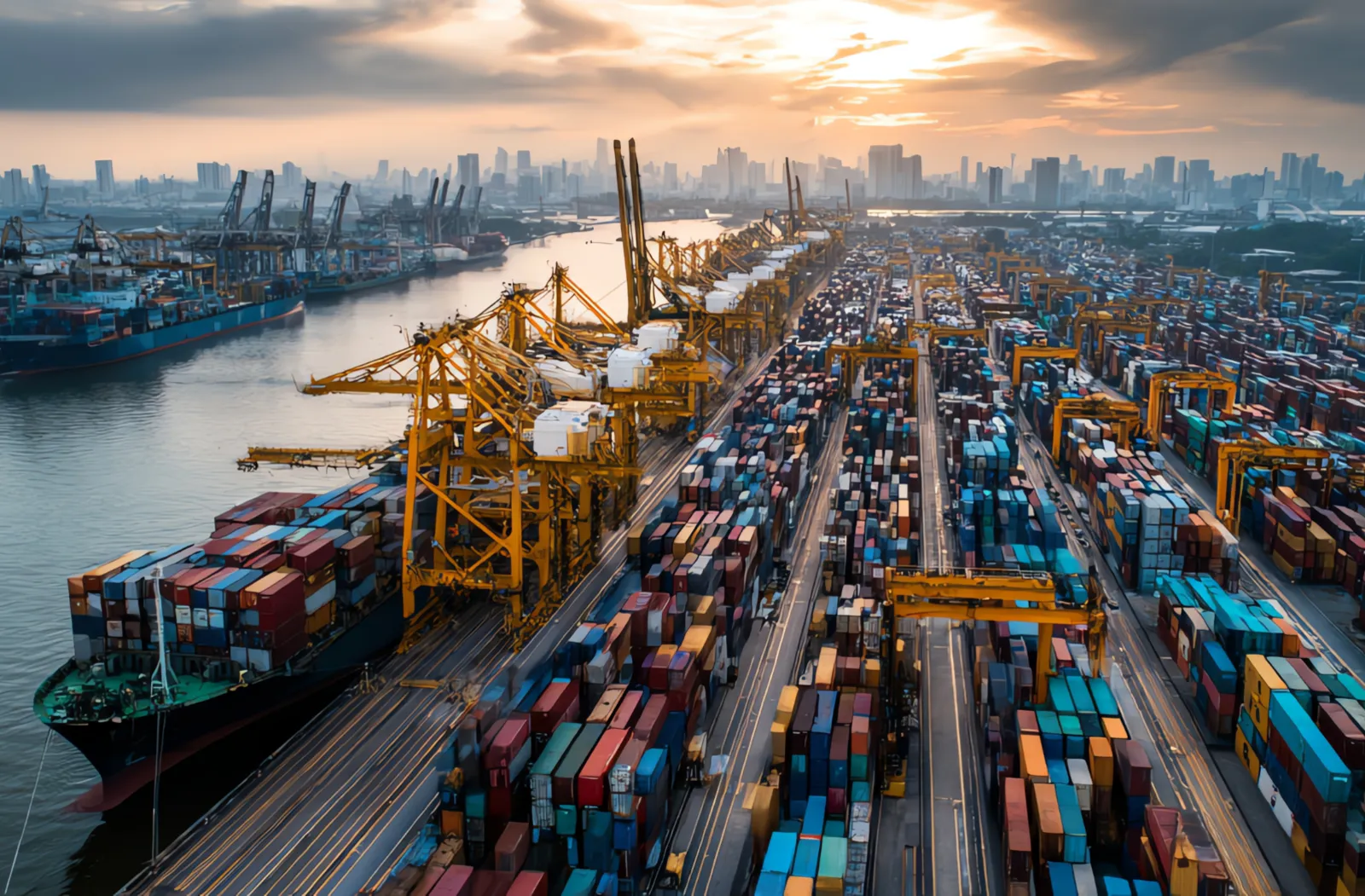 An image of cargo in a port 