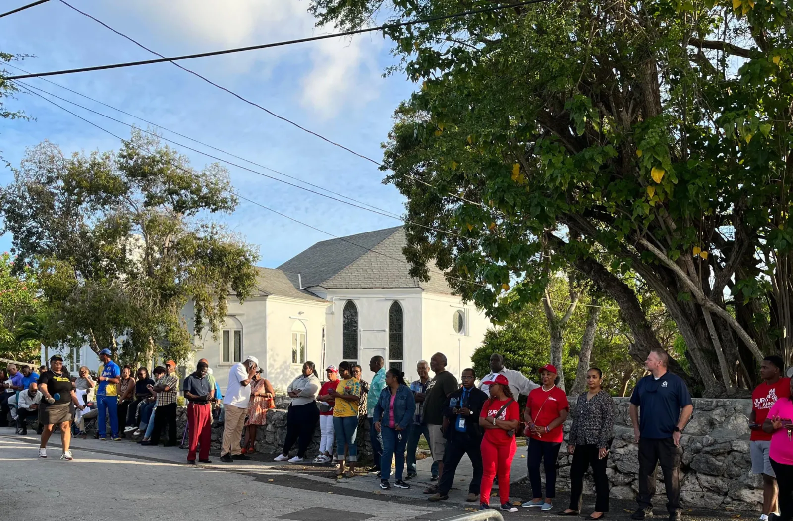 A polling station queue in The Bahamas 