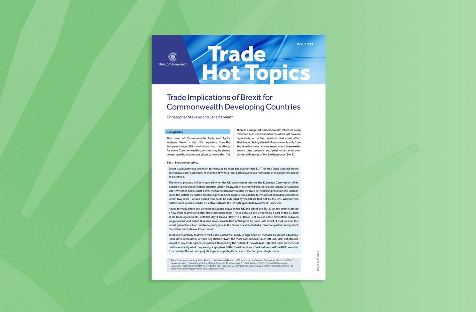 Trade Implications of Brexit for Commonwealth Developing Countries