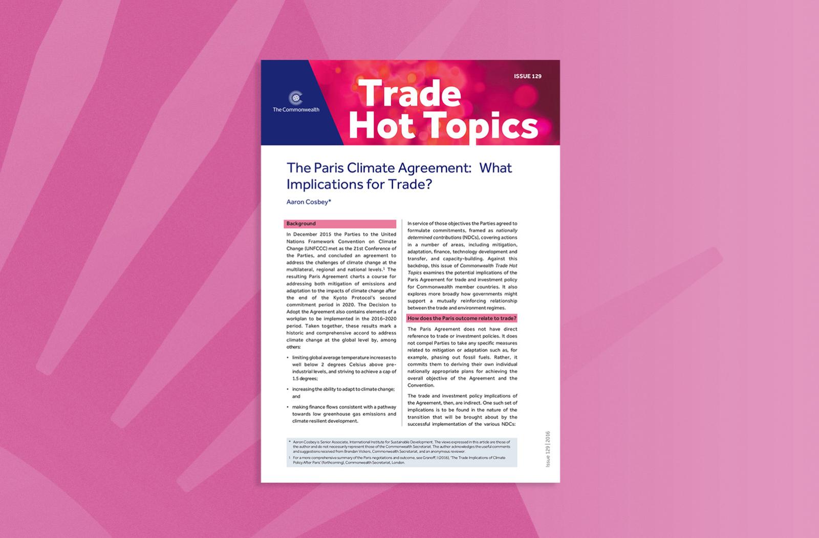 The Paris Climate Agreement: What Implications for Trade?