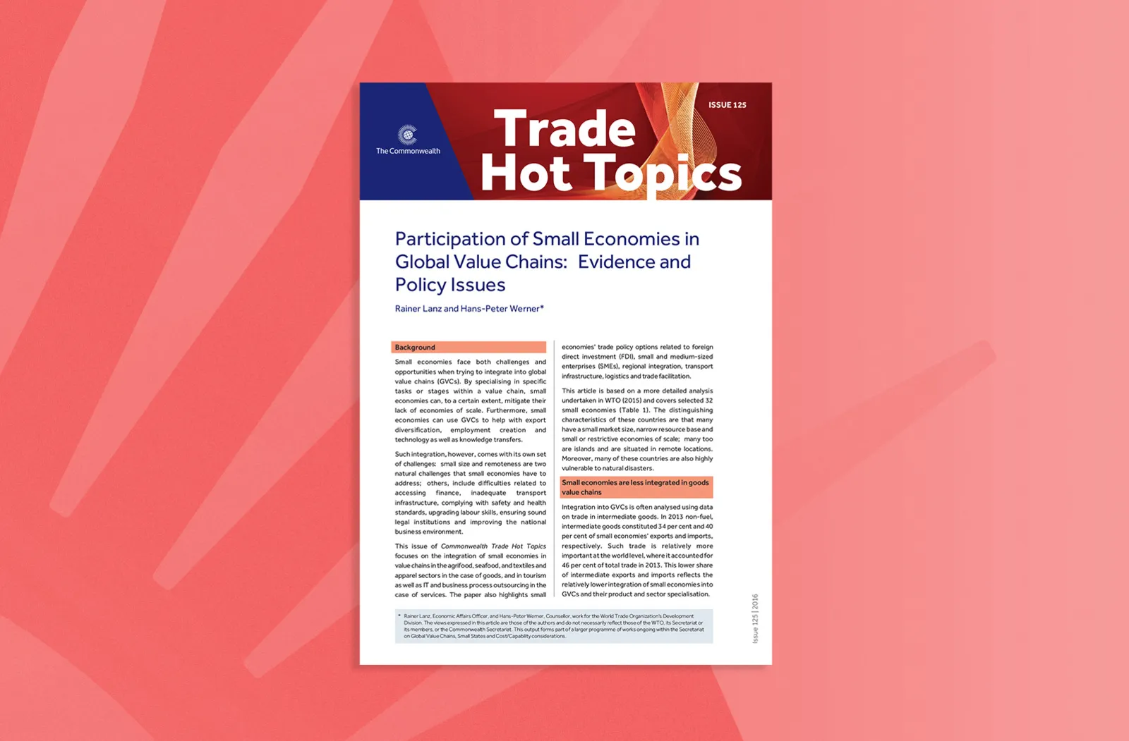 Participation of Small Economies in Global Value Chains