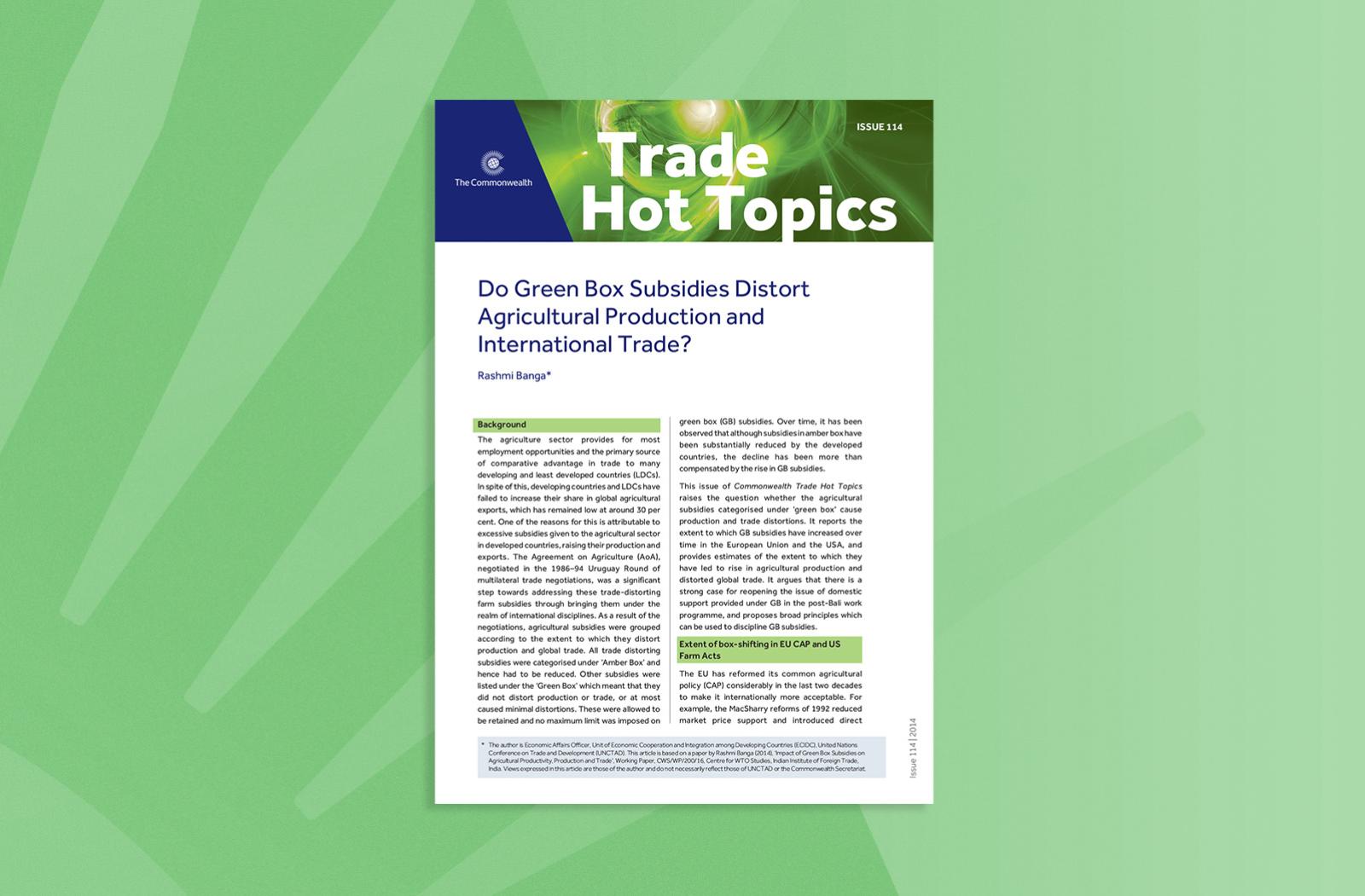 Do Green Box Subsidies Distort Agricultural Production and International Trade?