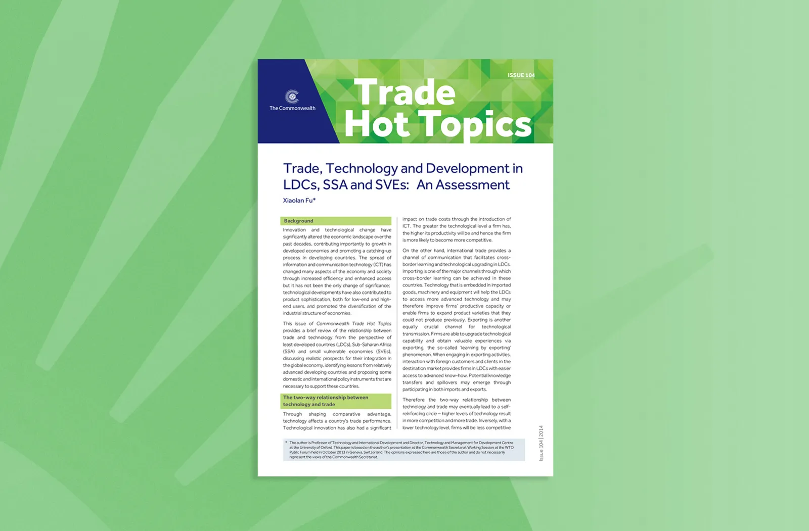 Trade, Technology and Development in LDCs, SSA and SVEs