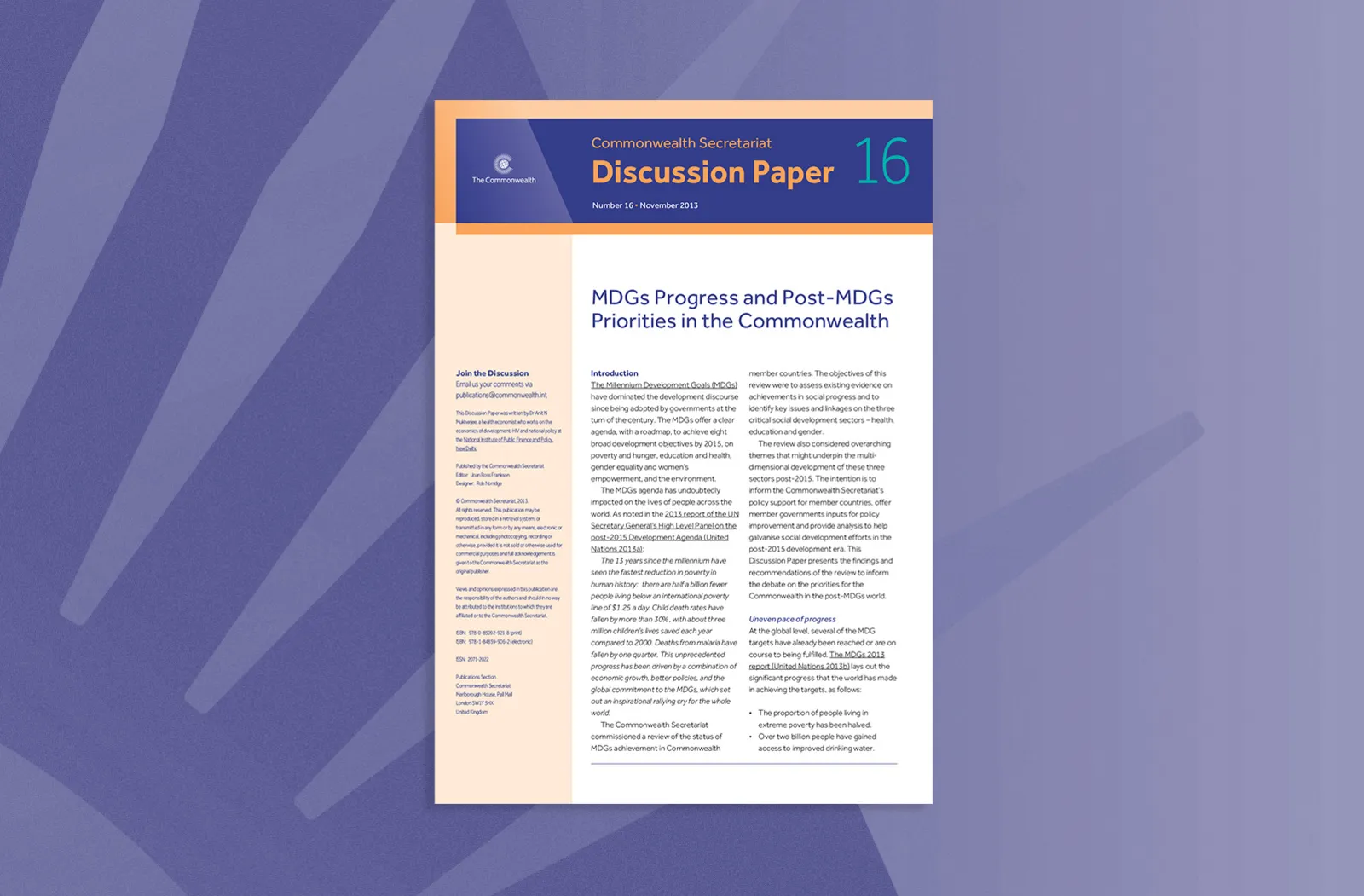 MDGs Progress and Post-MDGs Priorities in the Commonwealth