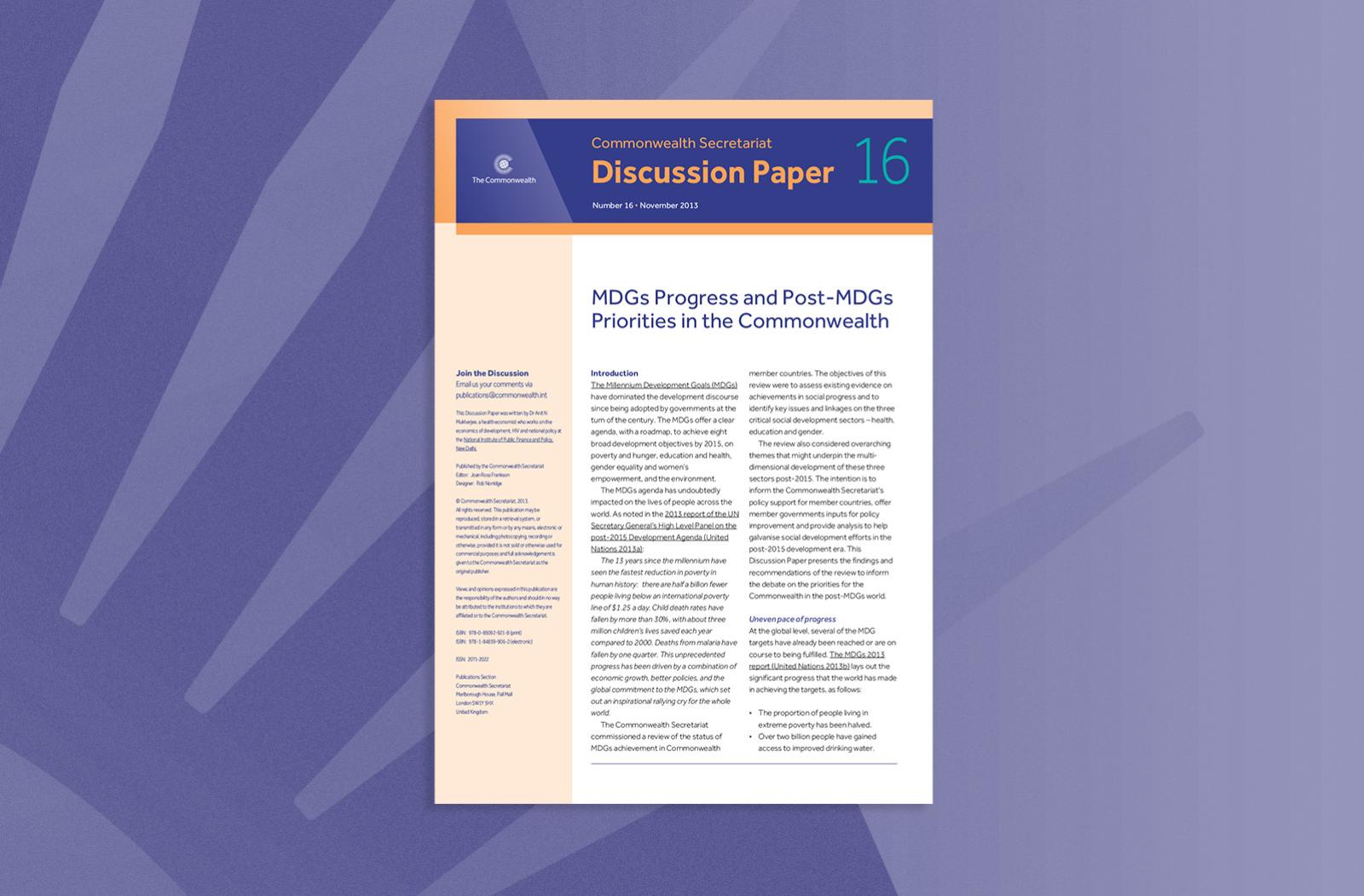 MDGs Progress and Post-MDGs Priorities in the Commonwealth