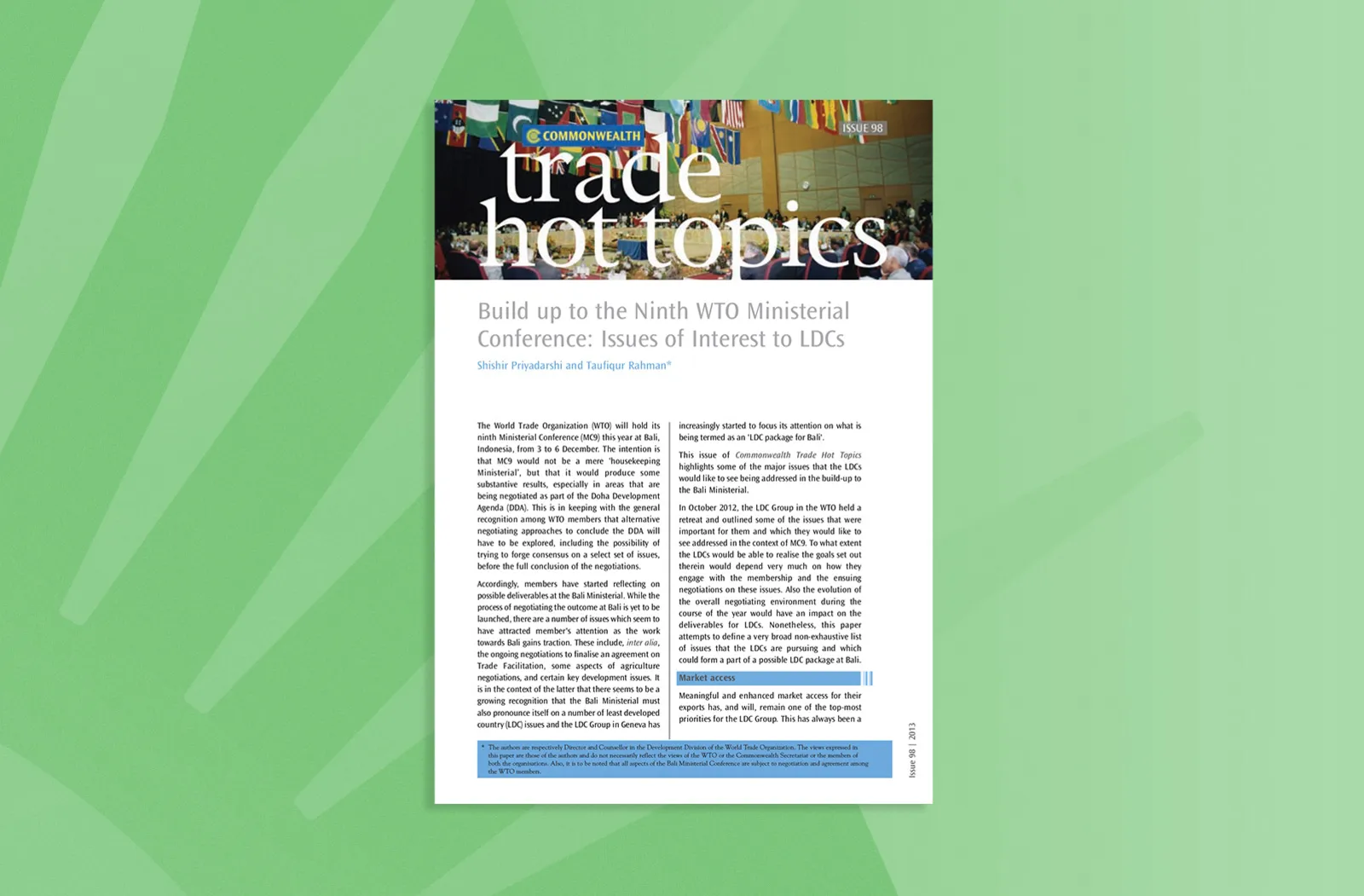 Build up to the Ninth WTO Ministerial Conference