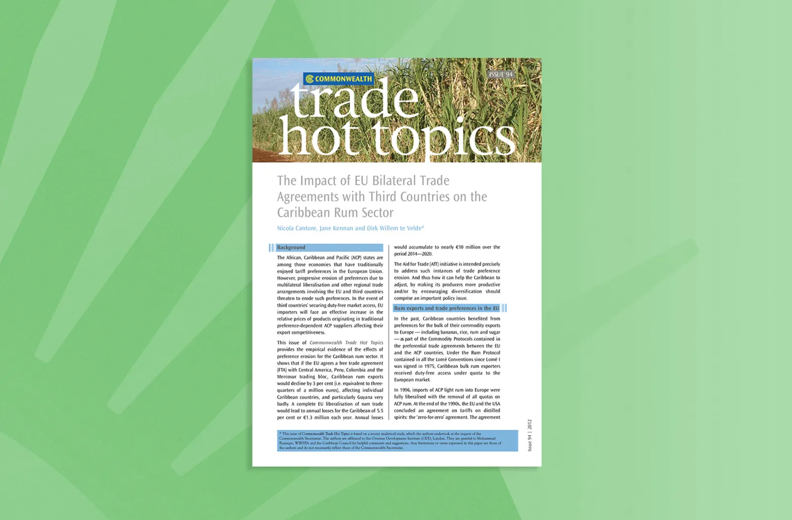 The Impact of EU Bilateral Trade Agreements with Third Countries on the Caribbean Rum Sector