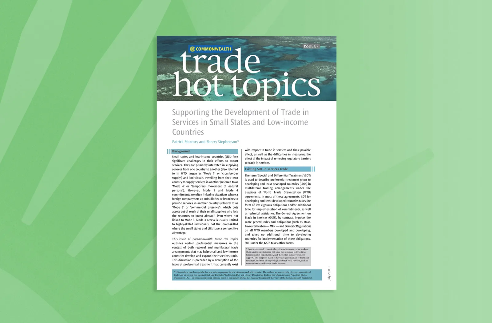 Supporting the Development of Trade in Services in Small States and Low-income Countries