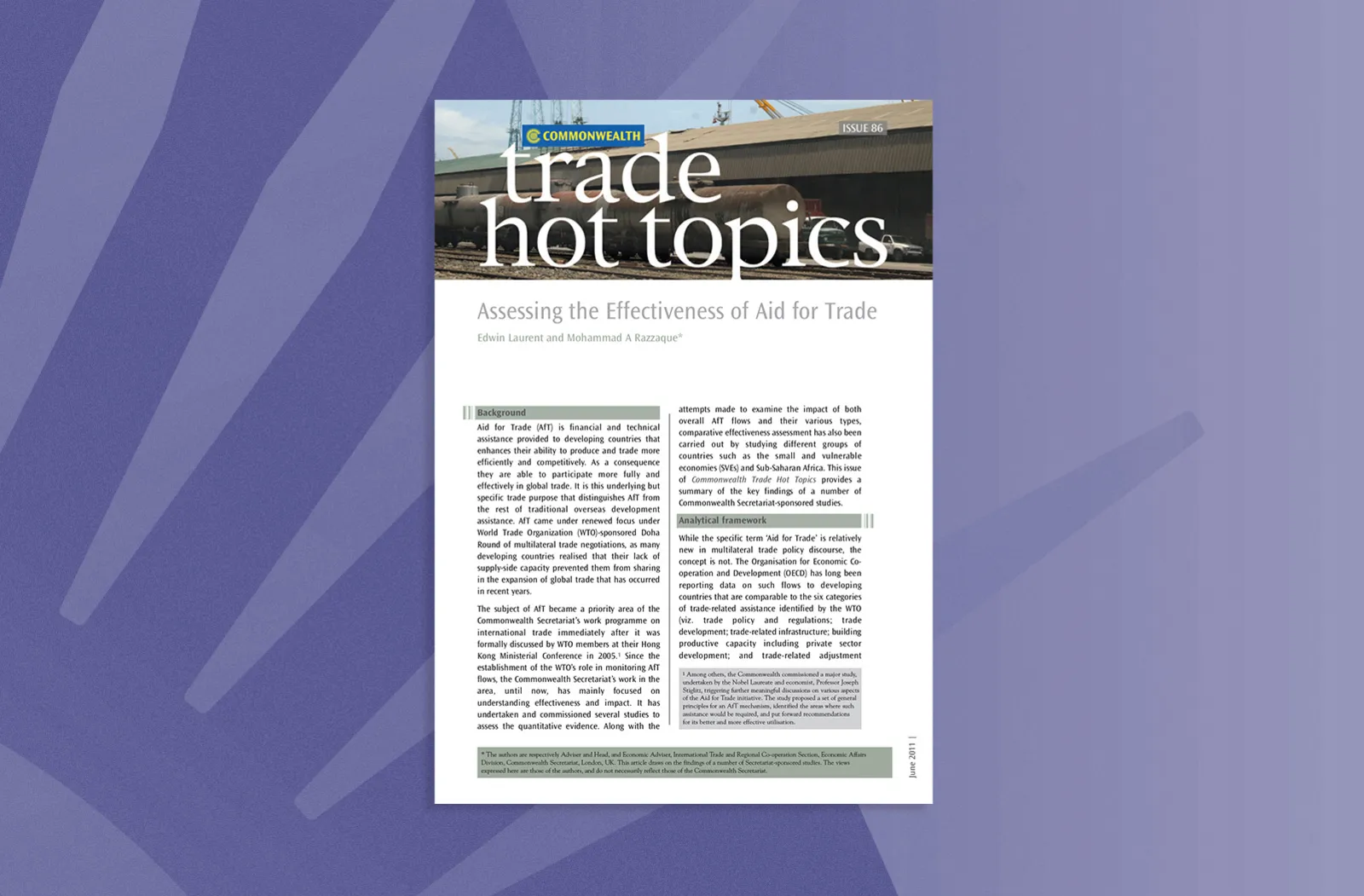 Assessing the Effectiveness of Aid for Trade