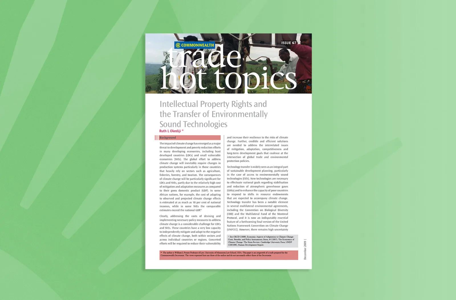Intellectual Property Rights and the Transfer of Environmentally Sound Technologies