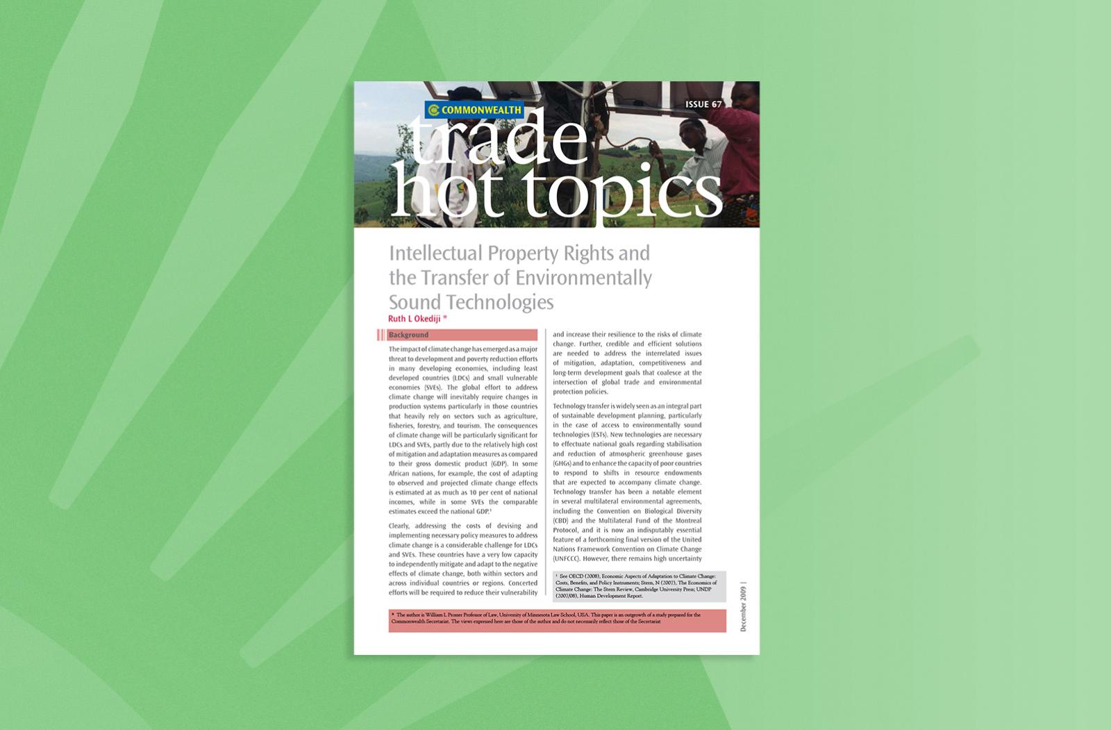 Intellectual Property Rights and the Transfer of Environmentally Sound Technologies