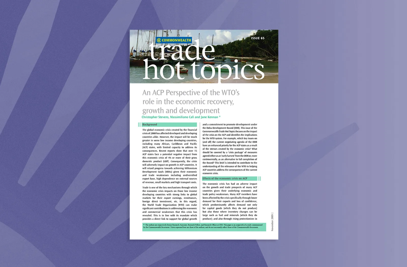 An ACP Perspective of the WTO's Role in the Economic Recovery, Growth and Development