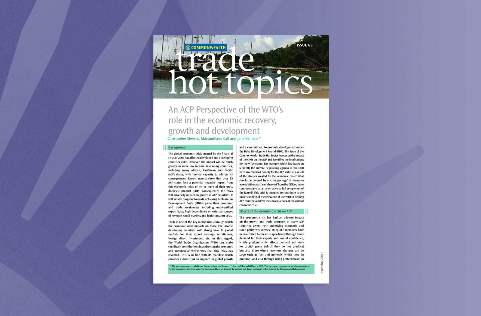 An ACP Perspective of the WTO's Role in the Economic Recovery, Growth and Development