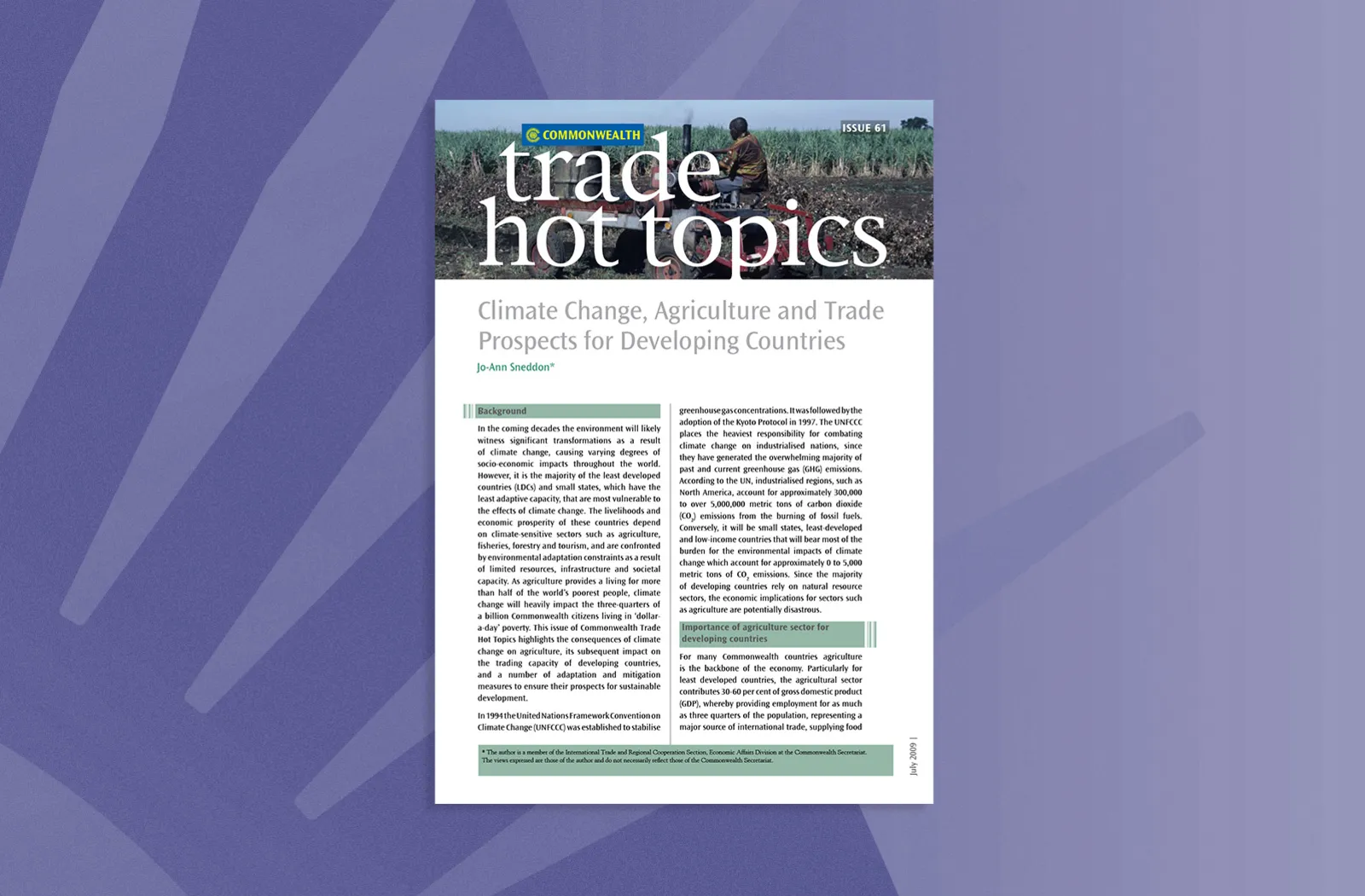 Climate Change, Agriculture and Trade Prospects for Developing Countries