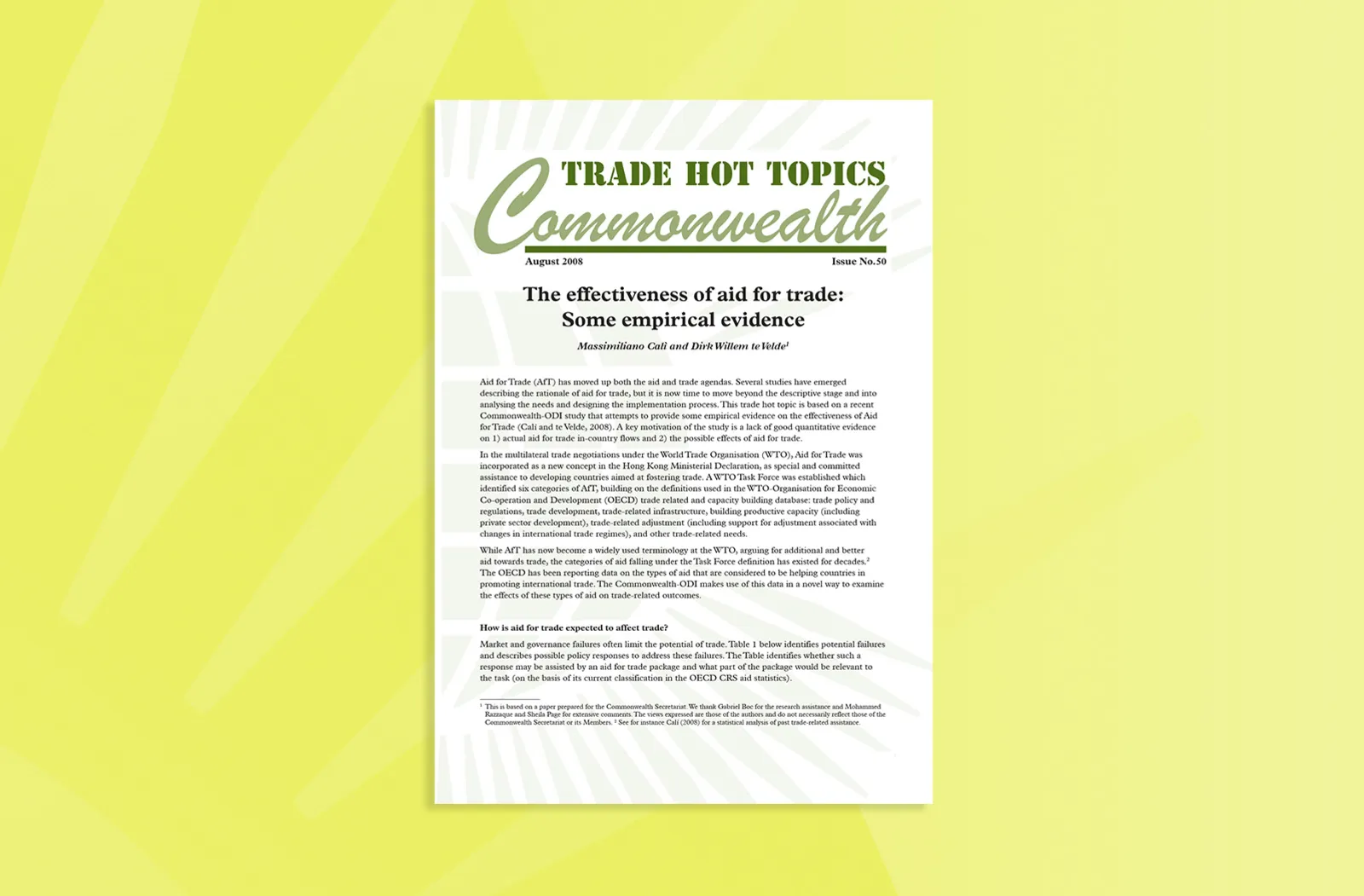 The effectiveness of aid for trade