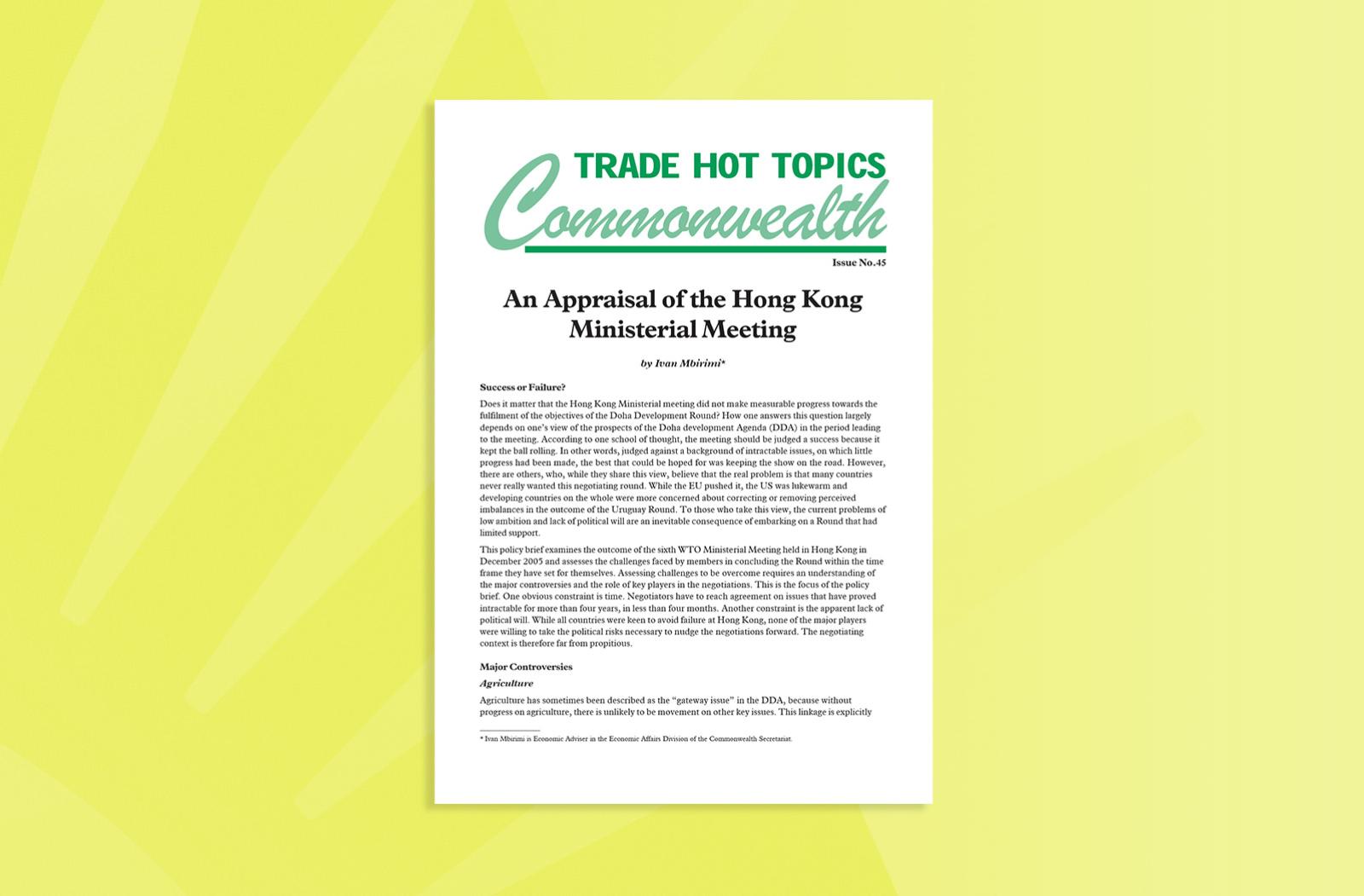 An Appraisal of the Hong Kong Ministerial Meeting