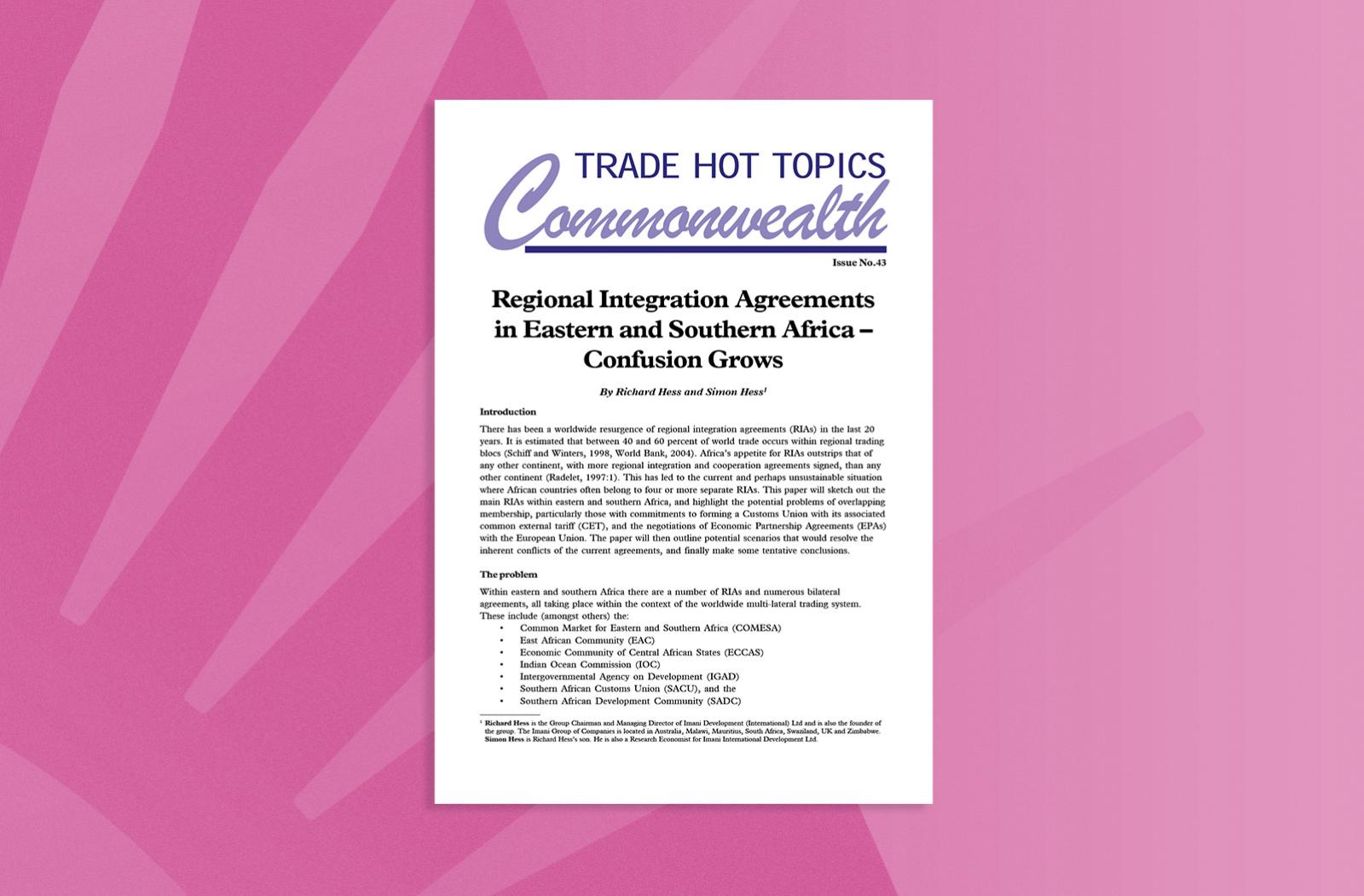 Regional Integration Agreements in Eastern and Southern Africa