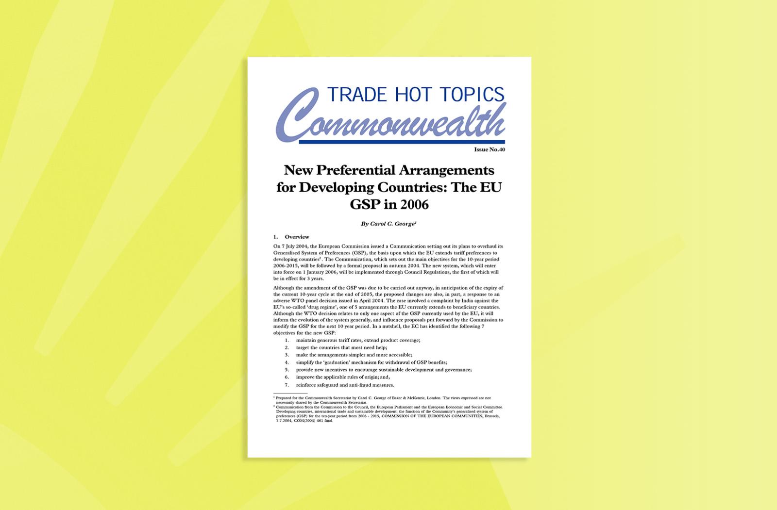 New Preferential Arrangements for Developing Countries