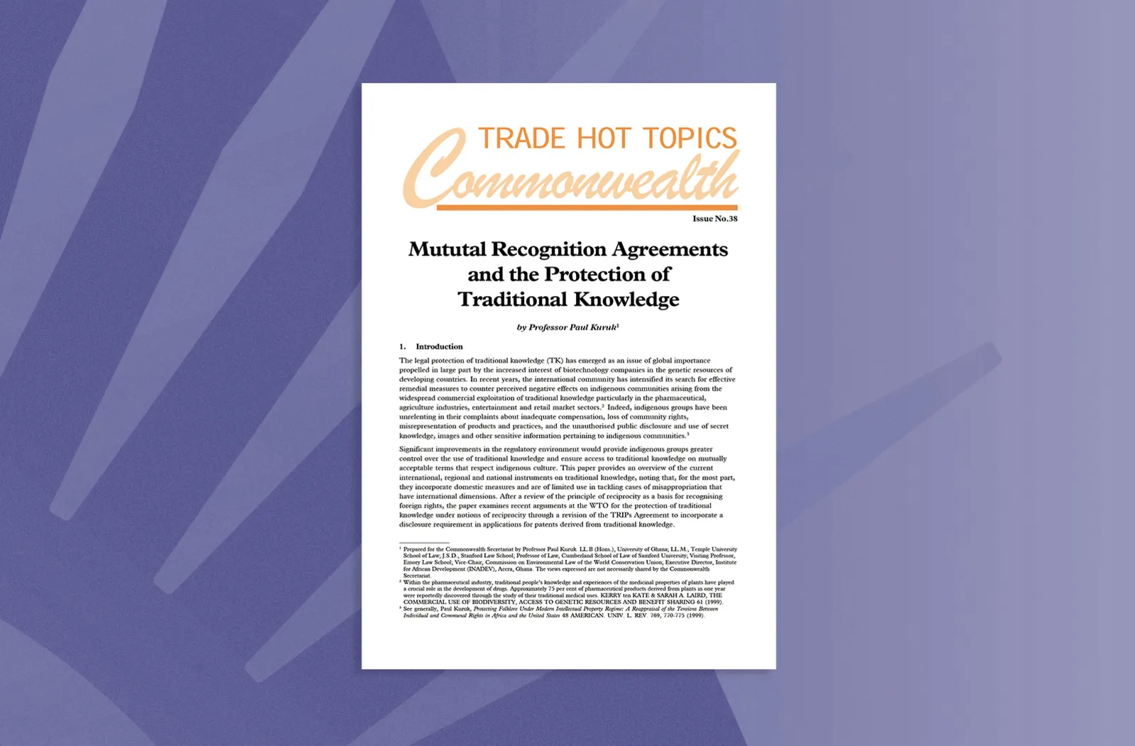 Mututal Recognition Agreements and the Protection of Traditional Knowledge