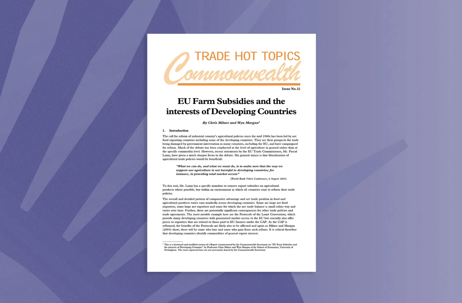 EU Farm Subsidies and the interests of Developing Countries