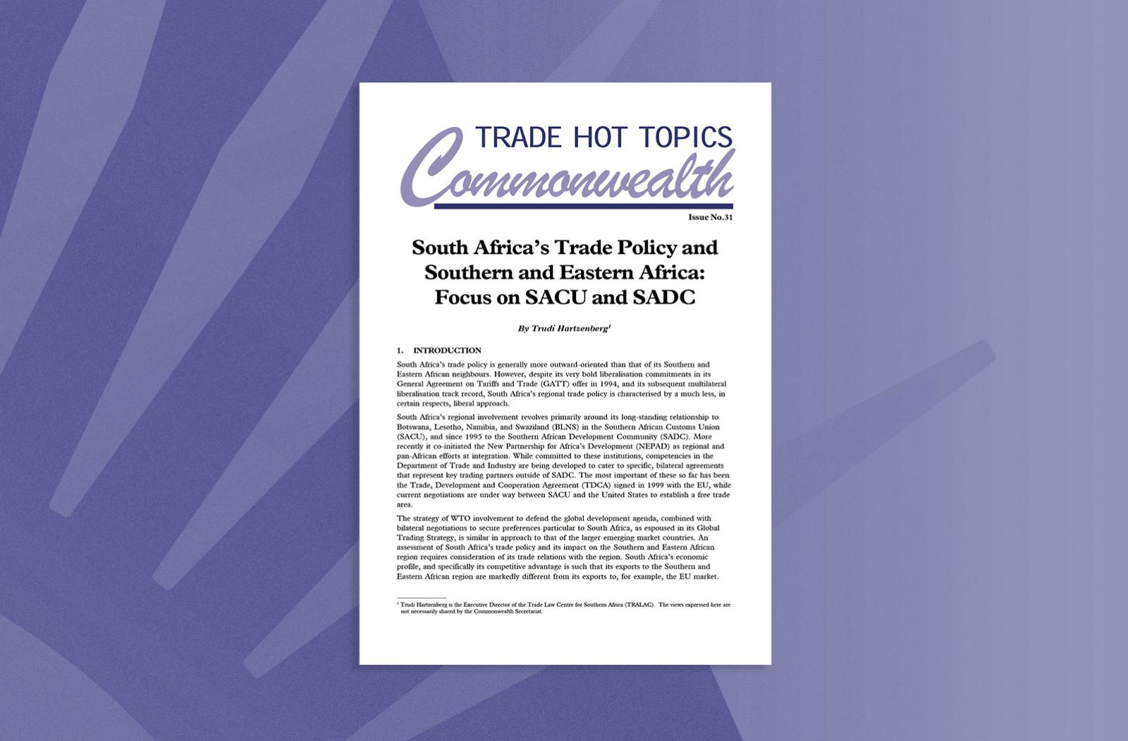 South Africa's Trade Policy and Southern and Eastern Africa