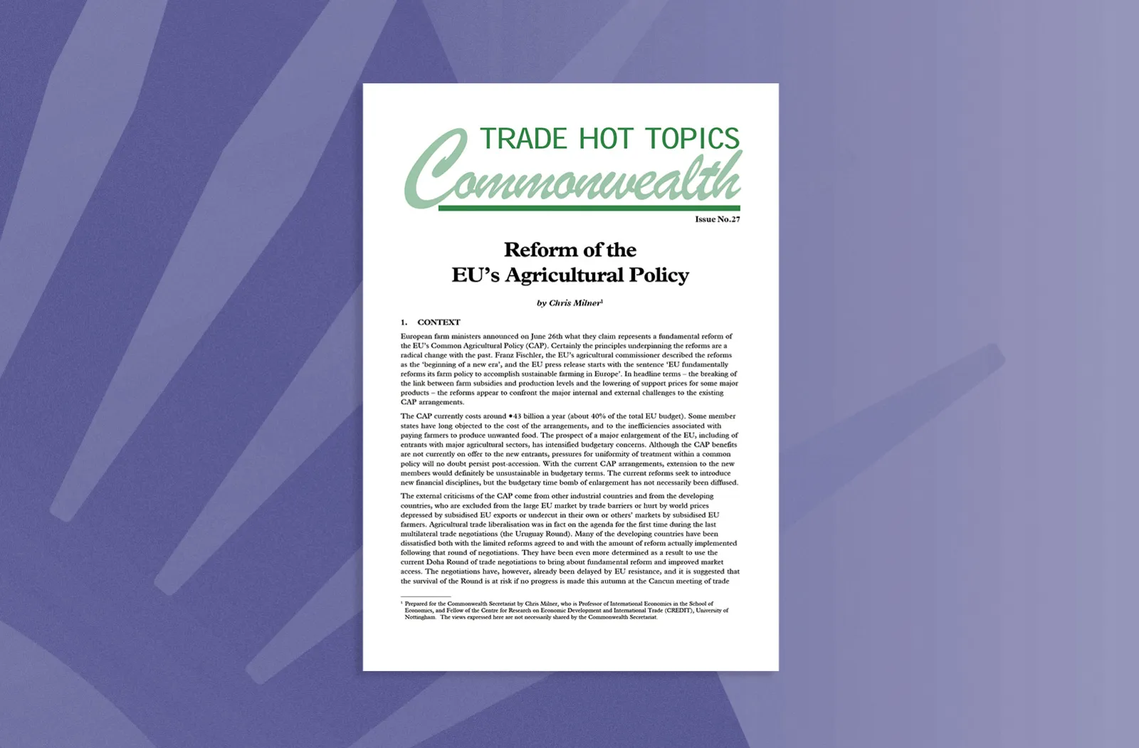 Reform of the EU's Agricultural Policy