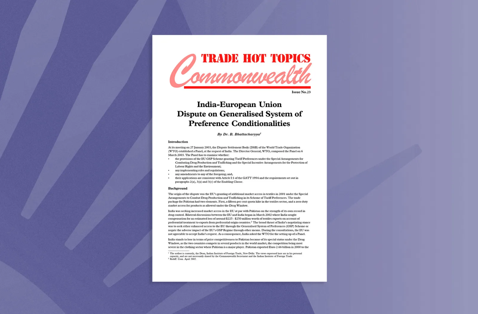 India-European Union Dispute on Generalised System of Preference Conditionalities