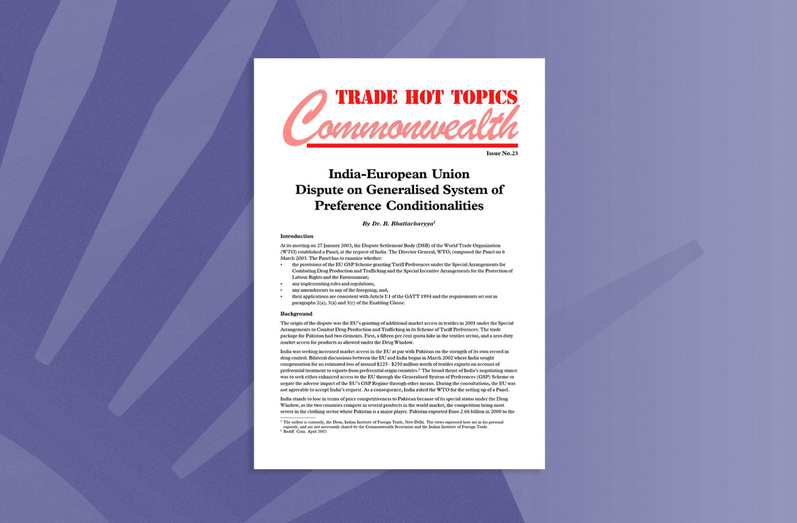 India-European Union Dispute on Generalised System of Preference Conditionalities