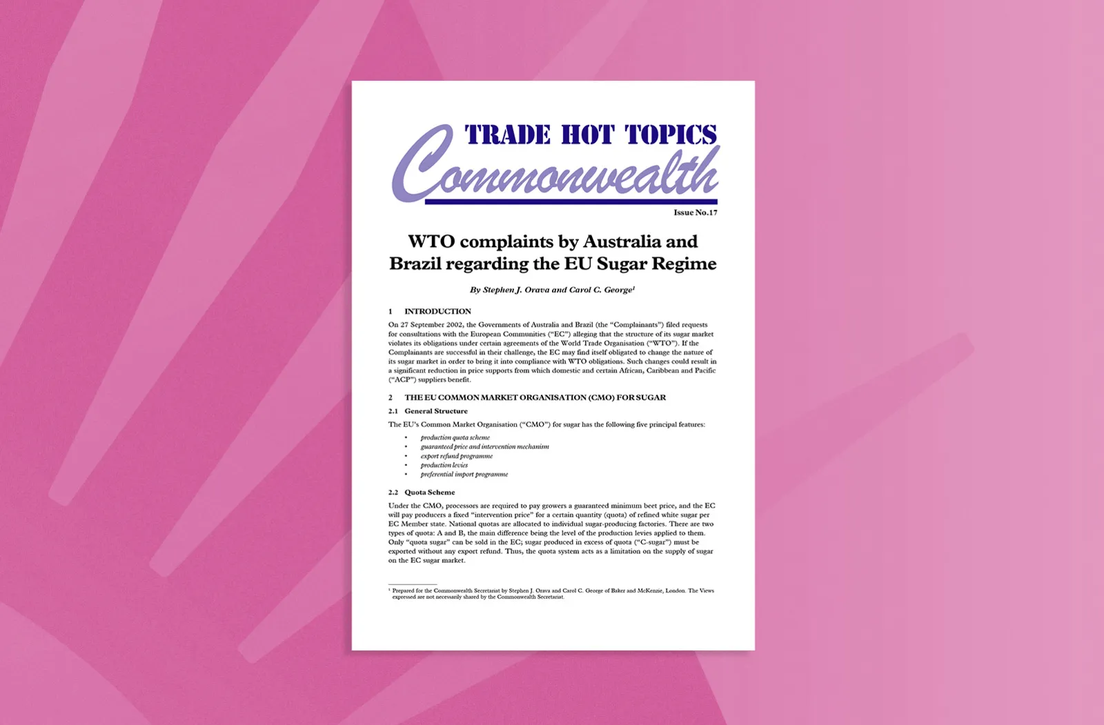 WTO complaints by Australia and Brazil regarding the EU Sugar Regime