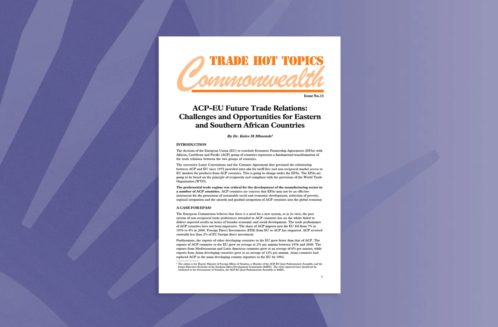 ACP-EU Future Trade Relations