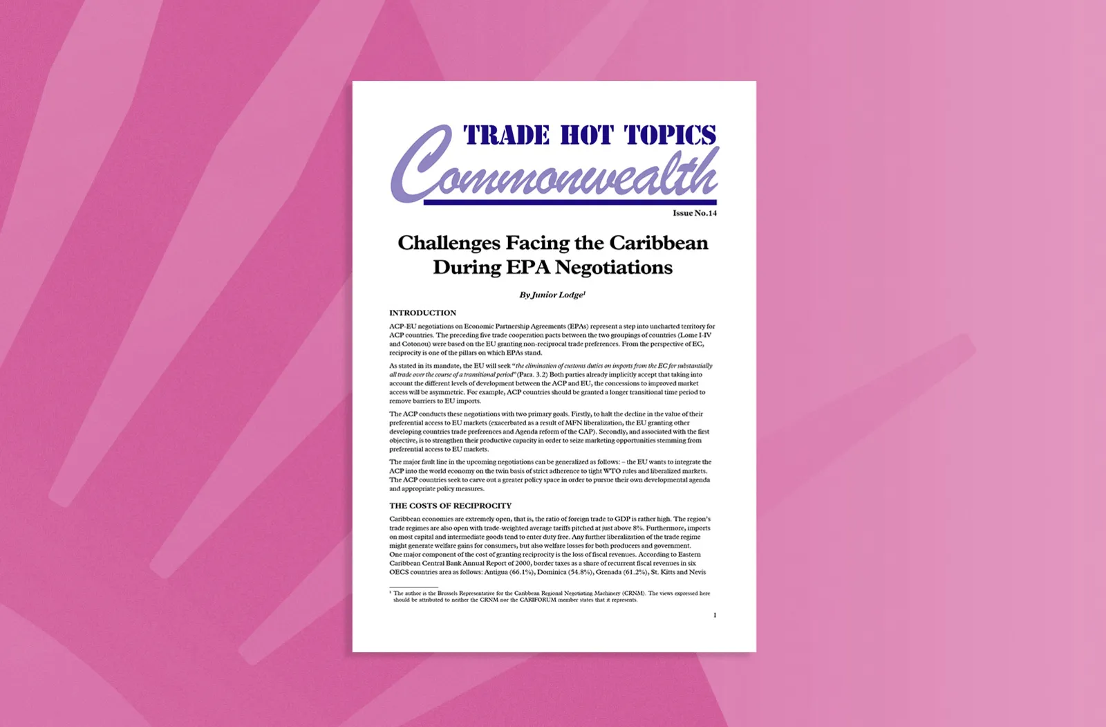 Challenges Facing the Caribbean During EPA Negotiations