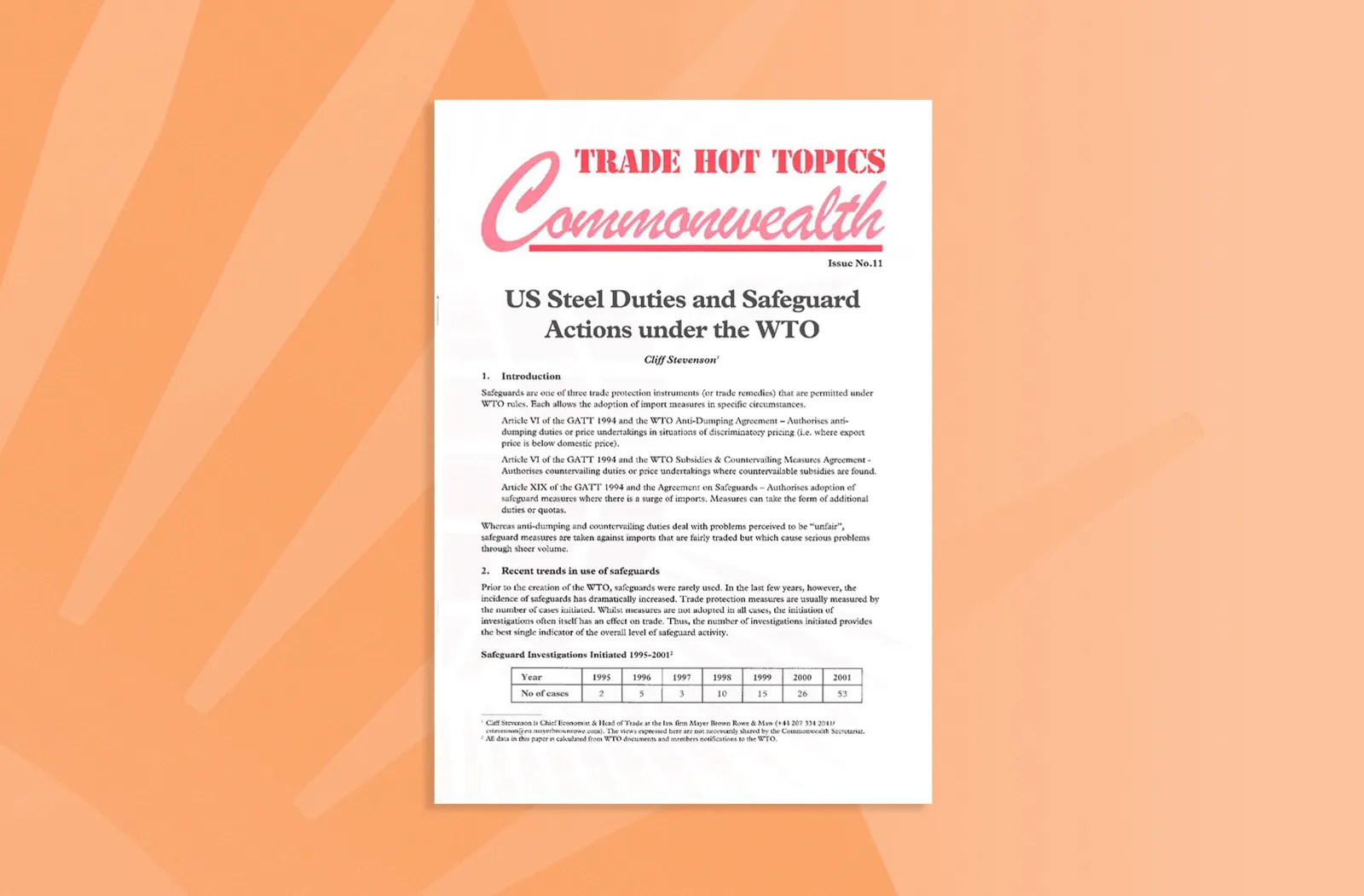 US Steel Duties and Safeguard Actions under the WTO
