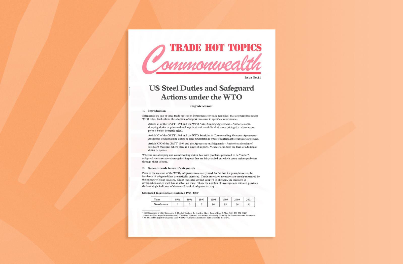 US Steel Duties and Safeguard Actions under the WTO