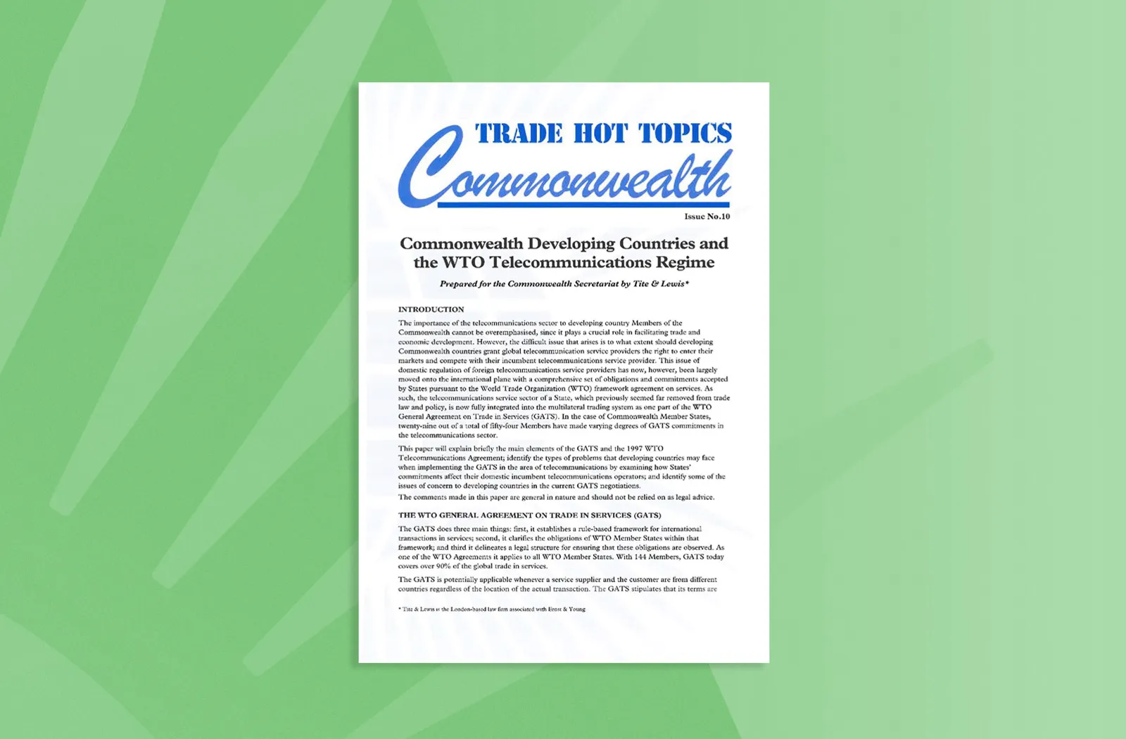 Commonwealth Developing Countries and the WTO Telecommunications Regime