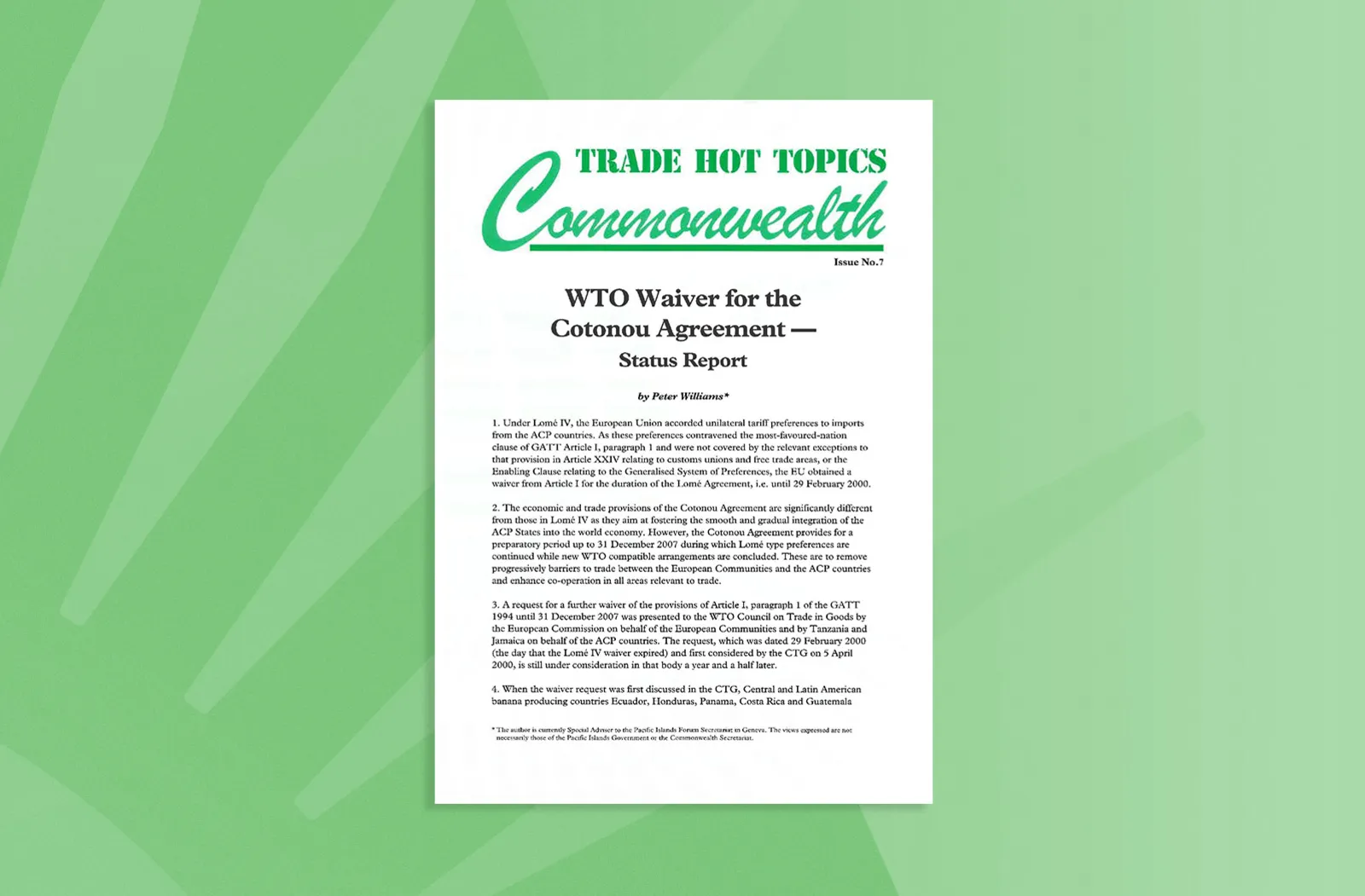 WTO Waiver for the Cotonou Agreement