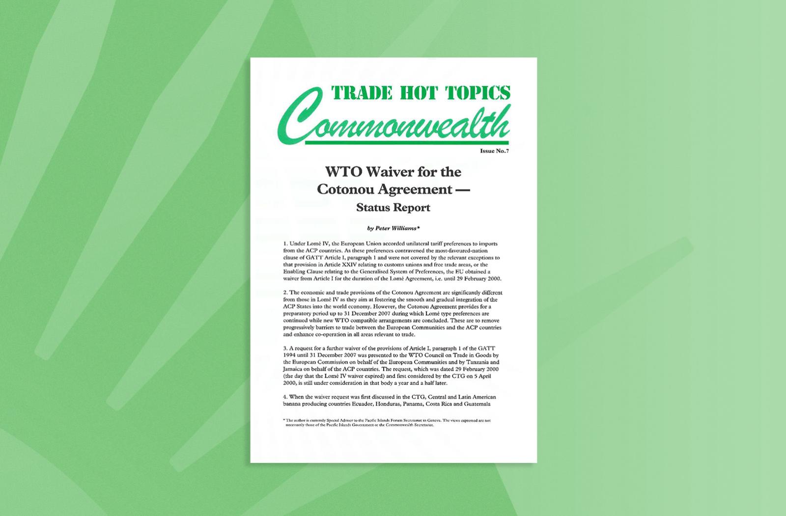 WTO Waiver for the Cotonou Agreement